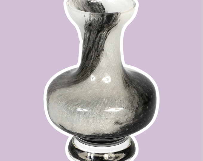 Vintage Murano Flower Vase from the 1970s Black White Swirl Heavy Italy 70s 70s 1970 Brutalist 60s 60s 1960 Florence