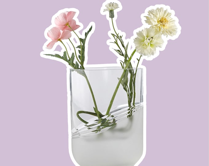 Mid Century Solid Glass Flower Vase Peill Putzler 1970s 70s Satin Crystal Elipse