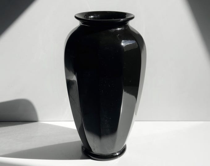 Vintage Ceramic Vase Art Deco Neo Revival Black Flower Vase 80s 80s 1980 Miami
