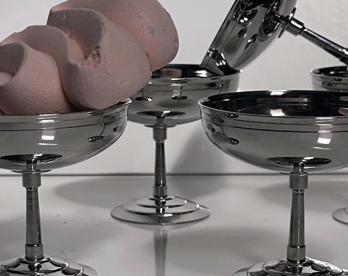 6x Guy Degrenne dessert bowls 80s Art Deco Revival France stainless steel ice cream bowl metal decor cup gelato cup footed bowl