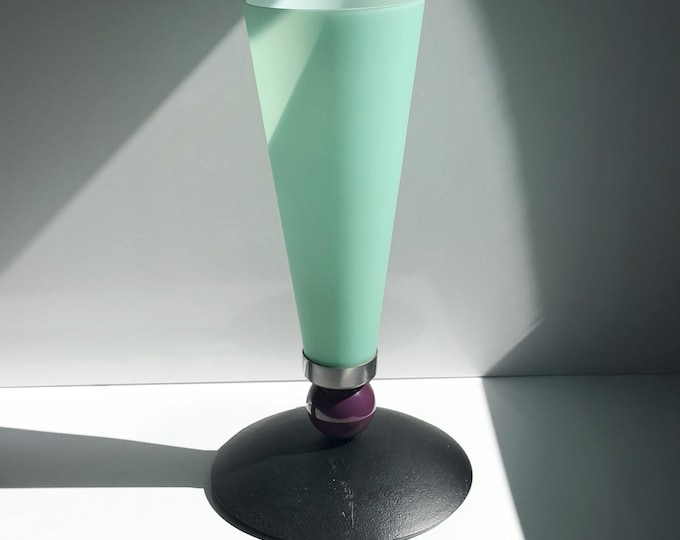 Vintage Postmodern Table Lamp Mint Green Glass Memphis Milano Lamp Casablanca Cocktail Style 80s 90s