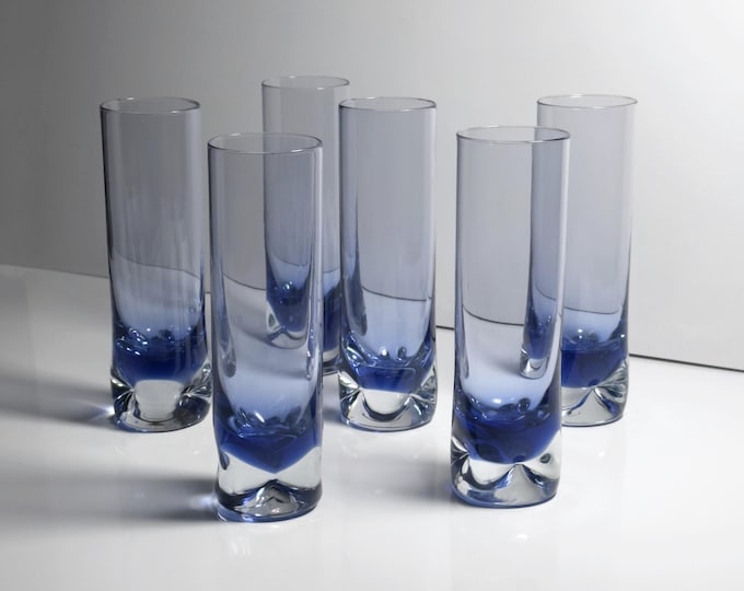 6 Vintage Murano Glass Drinking Glasses Violet Purple Dents Bubble Brutalist 60s 70s Arti Vetro Crystal Italy Highball Long Drink Nason