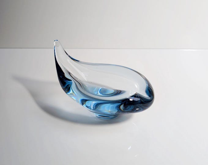 Vintage Glass Bowl Holmegaard Akva Per Lütken Mid Century Aqua Light Blue Ashtray Blue Glass Technology Heavy Denmark