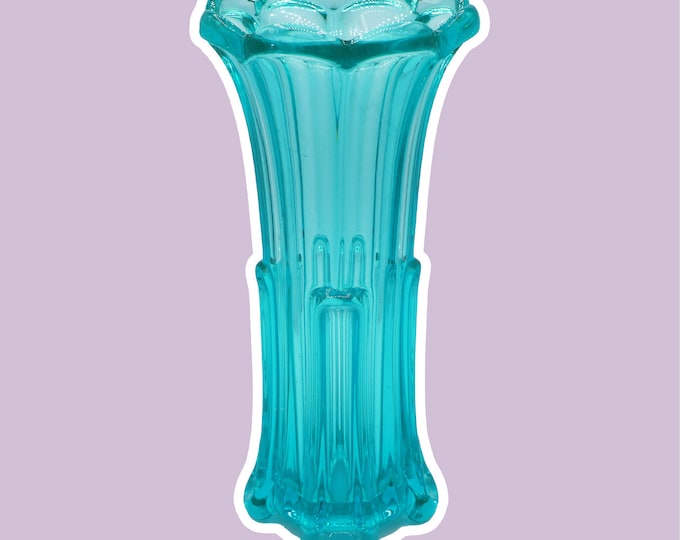 Vintage Vase Rudolf Schrötter Uranium Glass 1958 Rudolfova Hut Sklo Union Bohemia Czech Art Deco Mint Green Beryl Turquoise ZBS Moser Hoffmann