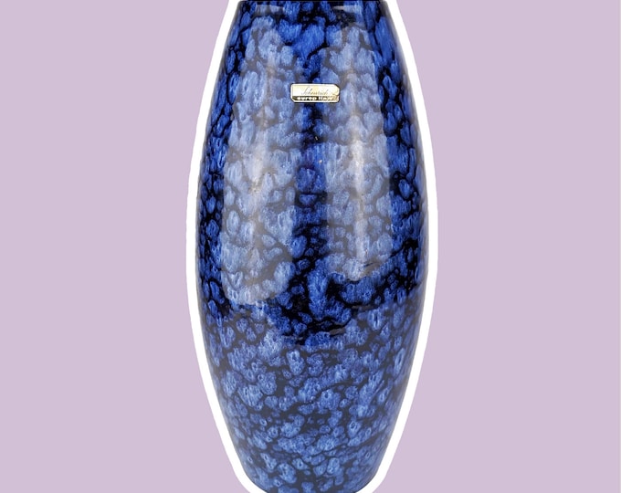 Vintage Scheurich flower vase Fat Lava blue Vase 348 - 38 Inka Europe Line WGP / White 70s 1970 Mid Century