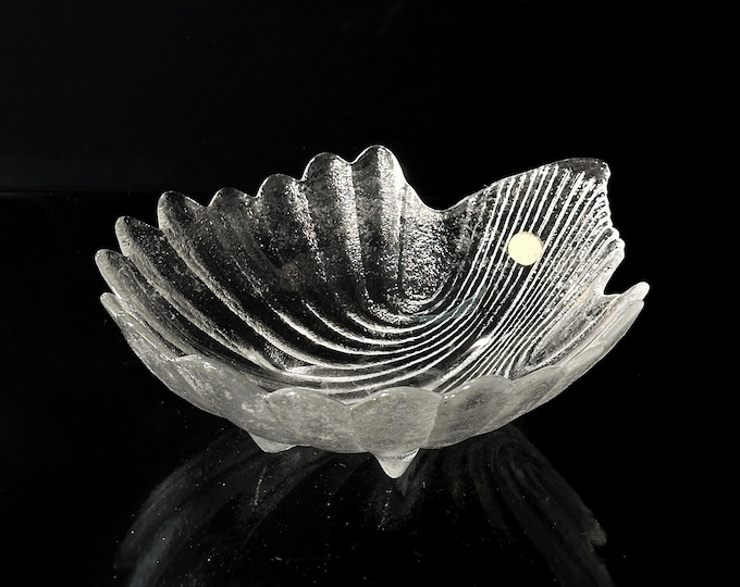 Glass Bowl Shell Riedel Austria Lead Crystal Art Deco Revival Bowl Shell 80s 90s Crystal Bowl Shell Offering Bowl Fruit Bowl