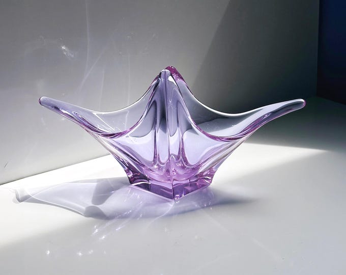 Vintage bowl Murano Venezia Alexandrite glass neodymium Zelezny Brod ZBS Miroslav Klinger Železnobrodské sklárny lilac pink