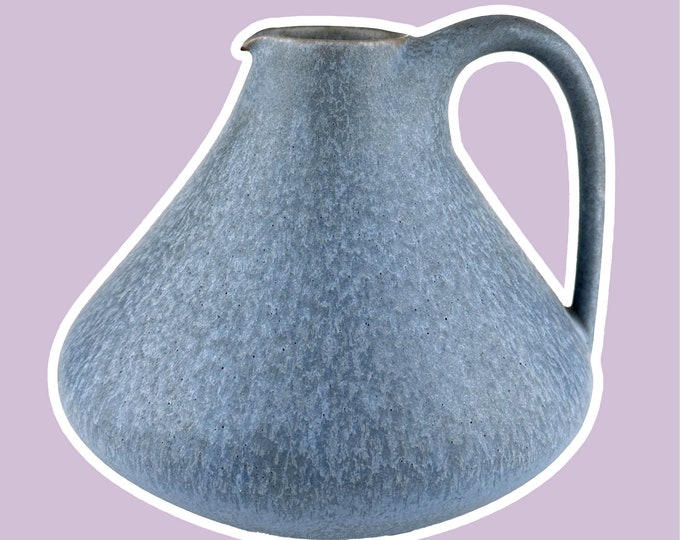 Mid Century Handle Vase Germany Hameler Keramik Delius 1950s 1960s Vintage Jug Vase Blue Fat Lava Op Art Ceramic Scheurich Bay