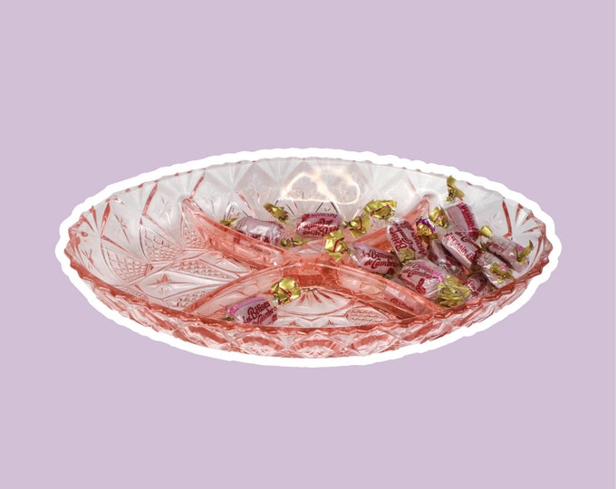 Vintage Rosalin glass bowl offering bowl from the 50s Art Deco pressed glass pink plate 1930 1920 20s 1920s