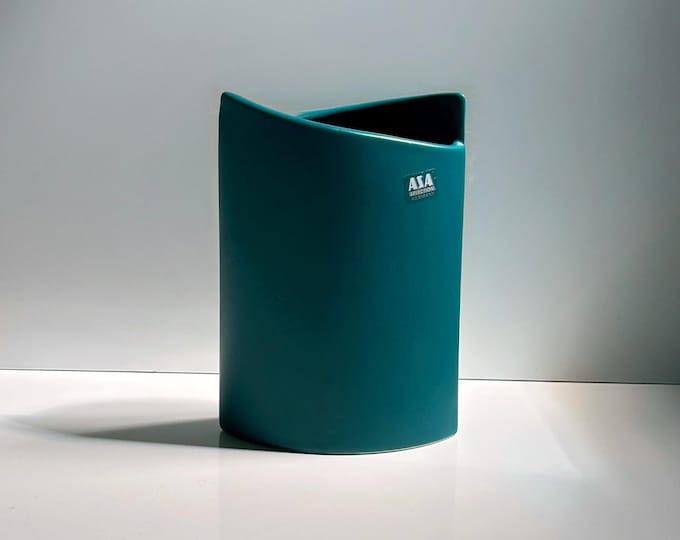 Vintage turquoise ASA vase flower vase ceramic Memphis Milano 90s 90s 1990 1990s Germany Mandel Elypse