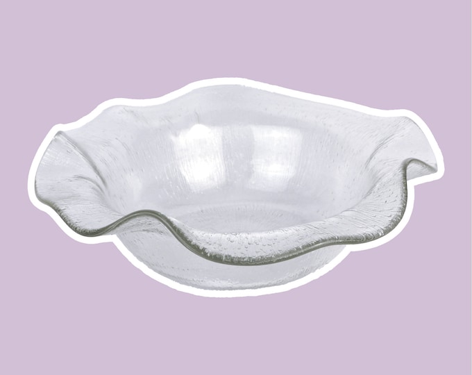 Vintage bowl bowl offering bowl glass wavy edge confectionery bowl fruit bowl Brutalist 60s 1960 1970 70s Brutalist Mid Century