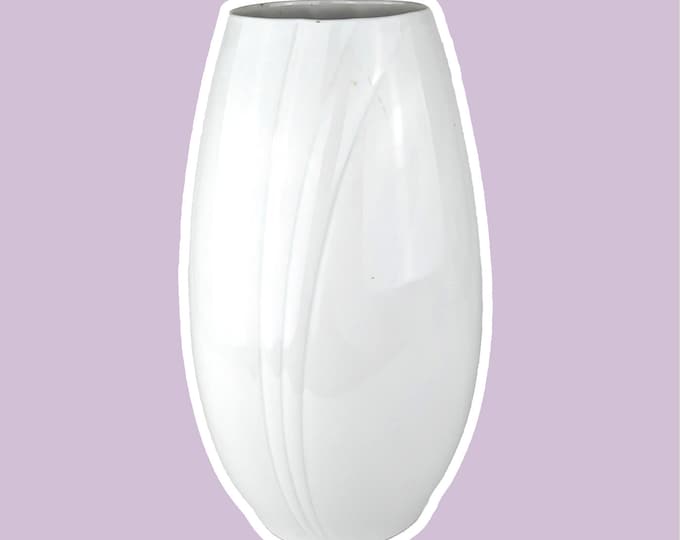 Large Vintage Ceramic Vase Art Deco Neo Revival Shell White Flower Vase 80s 1980 Miami