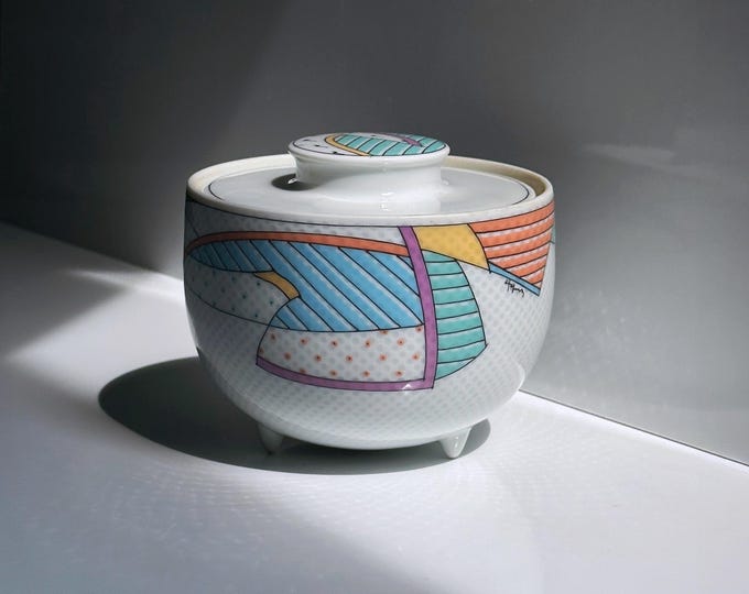 Vintage Porcelain Tin Box Rosenthal Studio Line Series New Wave Tapio Wirkkala Postmodern Memphis Sugar Container 1980 1990 Dorothy Hafner