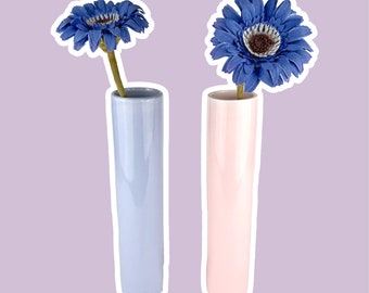Vintage Vase Set of 2 Ikea Pastel 1990s Solifleur Ceramic Pair Lilac Pink
