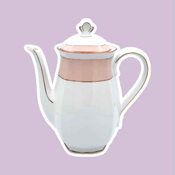 Vintage Winterling Jug La Belle Bavaria Porcelain Teapot Coffee Pot Mid Century 50s 60s 70s Germany Gold Gold Rim Pink Pastel