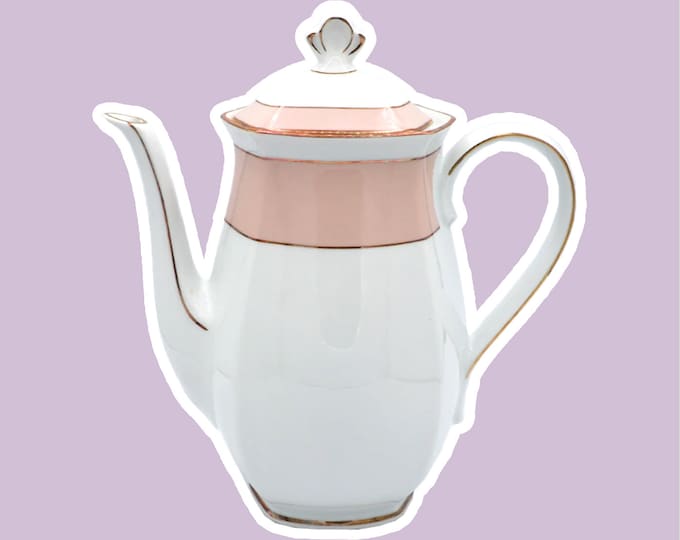 Vintage Winterling Jug La Belle Bavaria Porcelain Teapot Coffee Pot Mid Century 50s 60s 70s Germany Gold Gold Rim Pink Pastel