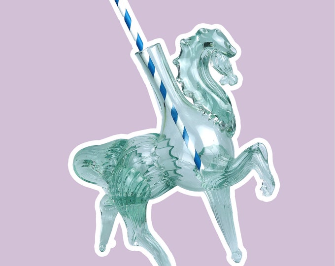 Vintage Murano Italian Horse in mint green from the early 1970s