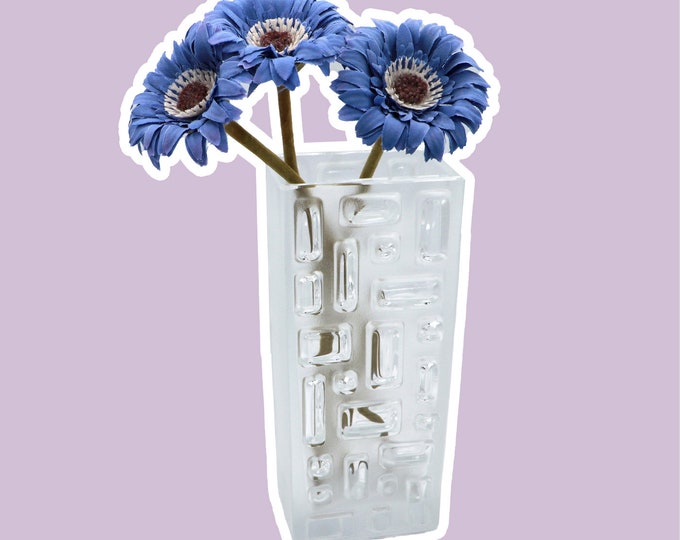 Vintage glass flower vase Op Art Brutalist Block Sweden Mid Century Modernist 960 60s 60s 1970 70s 70s