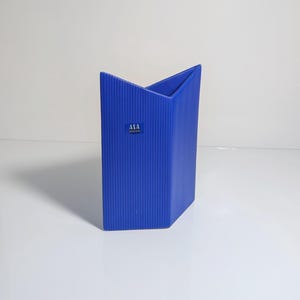 Vintage blue ASA vase flower vase ceramic Memphis Milano 90s 90s 1990 1990s Germany Swirl Zig Zag Ultramarine Cobalt Blue Postmodern