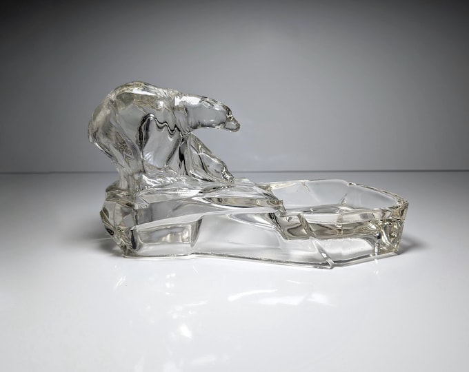 Vintage Bohemian Crystal Glass Bowl Zarel Zentner Vide Poche Polar Bear Plaice 1930 30s Libochovice Bohemia ZBS Zelezny Brod Sklo CZ