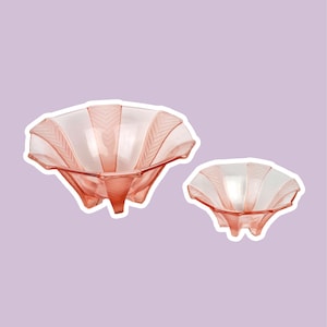 Set of 2 Vintage Rosalin Glass Bowl Walther Söhne Athene Bowl 30s Art Deco Pressed Glass Pink Plate Offering Bowl 1930 1920 20s 1920s