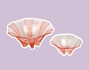 Set of 2 Vintage Rosalin Glass Bowl Walther Söhne Athene Bowl 30s Art Deco Pressed Glass Pink Plate Offering Bowl 1930 1920 20s 1920s