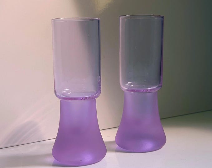 6 Vintage Alexandrite Glass Goblet Long Drink Glasses Arnolfo di Cambio Sergio Asti Space Age Brutalist Long Drink Neodymium Italy 70s 60s