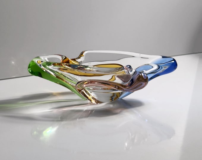 Vintage Czech Glass Bowl František Zemek Model Rhapsody Sklo Union Swirl 50s Mid Century CZ