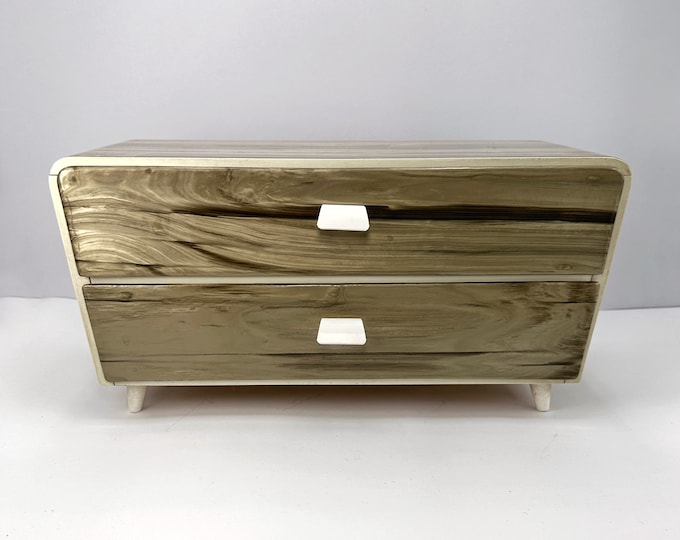 Mid Century Jewelry Box Perloid 50s Rockabilly Box Storage 1950s Mother of Pearl Marble Gold Silver Champagne