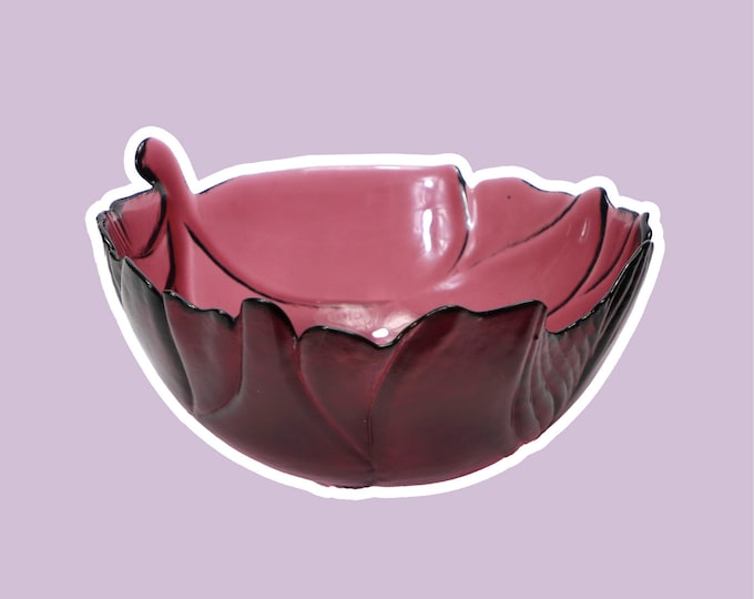 Vintage Purple Glass Bowl Bowl from the 80's Art Deco Cabbage Red Cabbage Luminarc Arcoroc