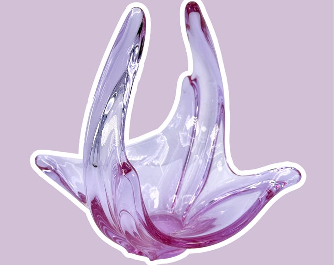 XXL vintage bowl Murano Venezia Alexandrite glass neodymium Zelezny Brod ZBS Miroslav Klinger Železnobrodské sklárny lilac pink swirl