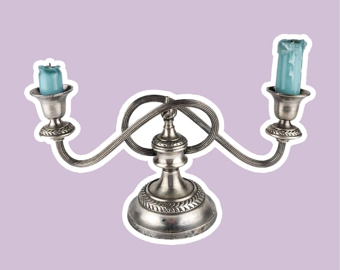 Set of 3 candle holders England vintage candles candlestick curved swirl metal silver plated