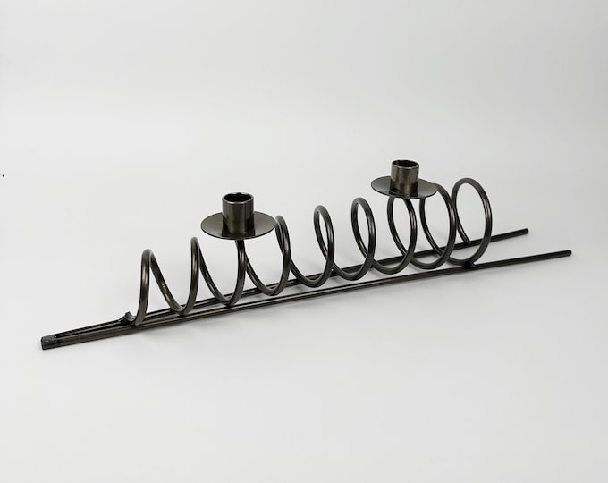 vintage metal candle holder black spiral 80s 90s Memphis Milano Postmodern candlestick candlestick