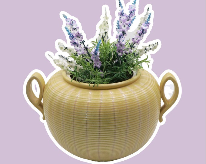 Vintage Ceramic Vase Yellow Mid Century Germany Skandi Handle Vase Floor Vase Pastel 1950 1960