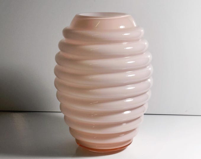 Vetrarti Murano Glass Vase Pink Milk Glass Venini Deco Style Pink Glass Venice