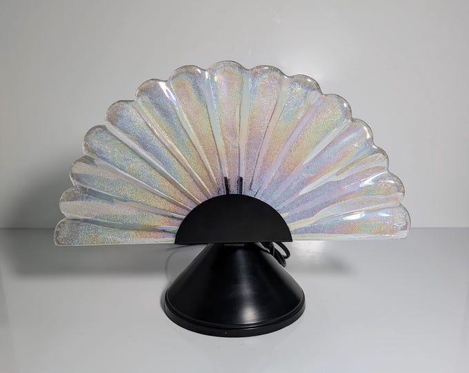 Vintage Murano table lamp 80s Art Deco luminous fan shell glass metal indirect light lamp
