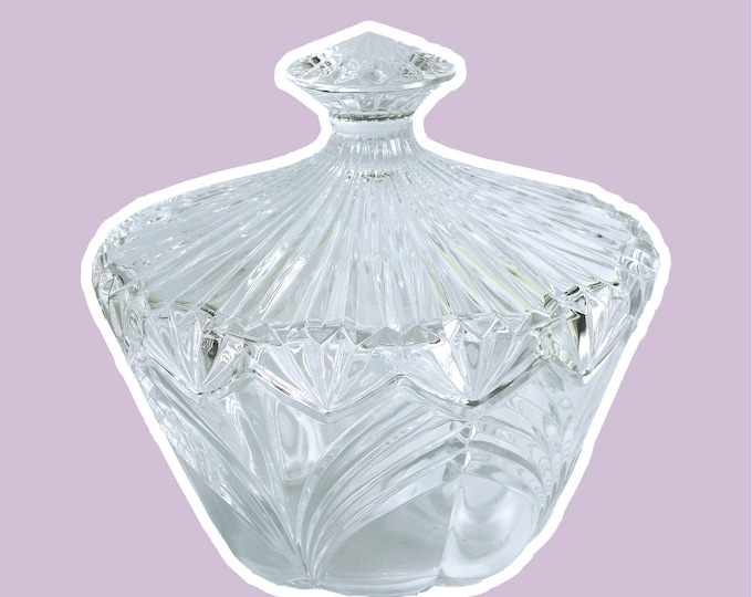 Vintage 1980s crystal glass candy dish