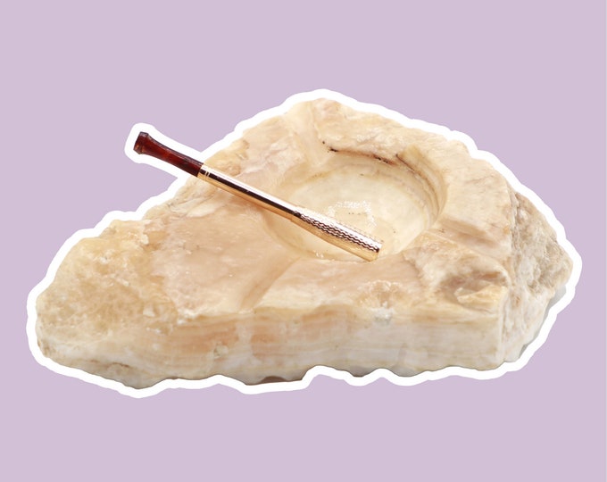 Vintage Alabaster Marble Ashtray Bowl Stone Mint Green Bowl Carrara Italy Italian