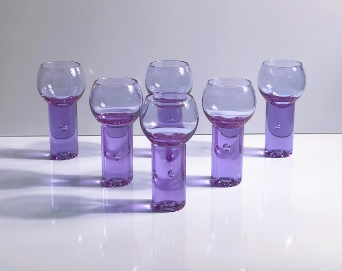 6 Vintage Aperitif Glasses Sergio Asti Chameleon Aperitivo Alexandrite Brutalist Space Age Drink Glasses Bubble Neodymium Italy 70s 60s