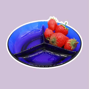Vintage Offering Bowl Plate Cobalt Blue Cabaret Ultramarine Glass 80s 1980s Y2K Art Deco 80s 90s 2000 20s 00s Serving Plate