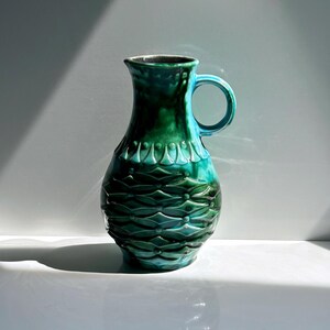 Übelacker Keramik Henkelvase 1651/20 in Grün und Türkis, 1970er