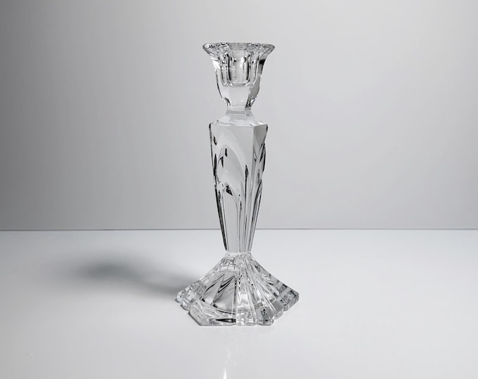 Large crystal glass candlestick candle holder vintage crystal glass 70s 1970 80s 1980 Art Deco Revival