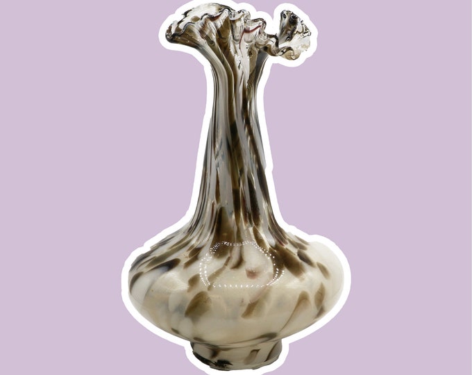 Vintage Murano Flower Vase from the 1960s 1970s Florence Florentine Black White Swirl Italy 70s 70s 1970 60s 60s 1960