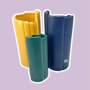 Set 3 vases ASA postmodern flower vase ceramic Memphis Milano 90s 90s 1990 Germany ultramarine cobalt Art Deco revival