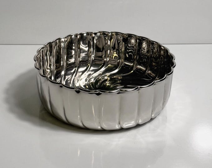 Silver-plated bowl, Italy, round spiral, 80s, Argento silver bowl, vintage