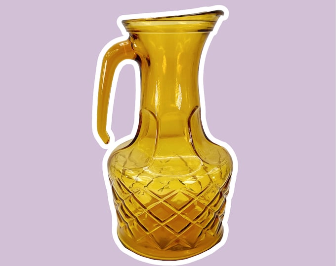 Italian Glass Carafe Yellow 1970s Pitcher Juice Carafe Water Carafe 1970 70s 70s Brutalist 1960 60s