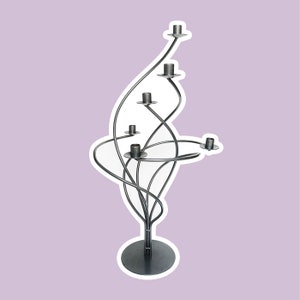 XXL vintage metal candle holder black spiral 80s 90s Memphis Milano Postmodern candlestick