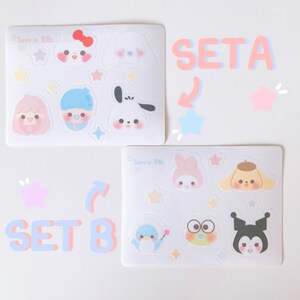 Mini feuille d'autocollants transparents Sanrio BBs | Stickers mignons pour agenda de scrapbooking Bullet Journal | Feuille d'autocollants kawaii