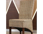 Hand Woven Dining Chair Abaca Rattan Seagrass Style Long-lasting Mahogany Hardwood Frame for Dining room Living room Home Decorations
