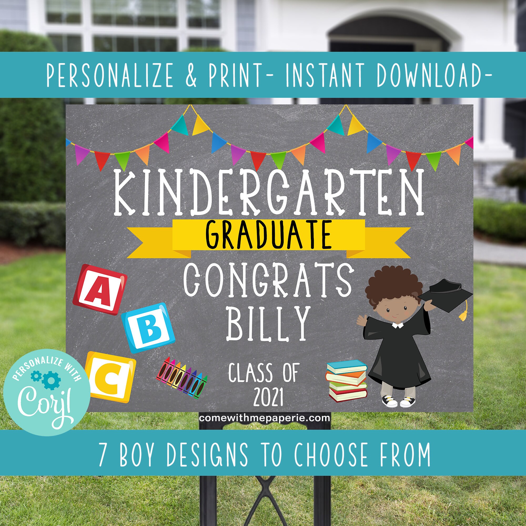Kindergarten Class of 2021 Graduation Boy Customizable 24X18 | Etsy
